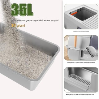 BAKAJI Κουτί Απορριμμάτων Γάτας 35 Λίτρων με Σκάλα & Πόρτα Αντί Σκό...