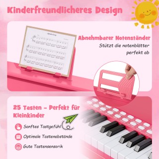 Costway Μίνι Ψηφιακό Πιάνο 25 Πλήκτρων για Παιδιά με Ρυθμιζόμενη Τα...