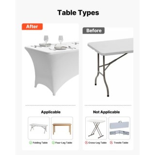 VEVOR 6-Δαχτυλοειδής Τραπεζομάντηλο για Ορθογώνιο 8FT σε Λευκό Χρώμ...