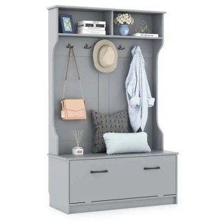 Γκρίζια Γκαρνταρόμπα με Πάγκο και 5 Διπλά Κρεμάστρες 100 x 40 x 160...