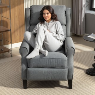 HOMCOM Πολυθρόνα Ξαπλώστρα 132° Μέγιστο, Υφασμάτινη με Εφέ Λινού κα...