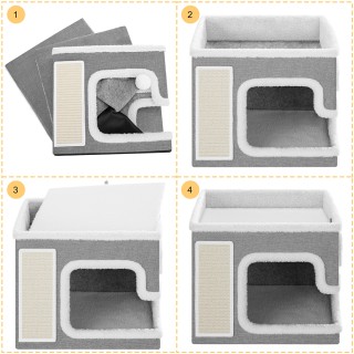 BAKAJI Γκρι Σπίτι Γάτας με Ονυχοδρόμιο 42x42x33 εκ. 02842220