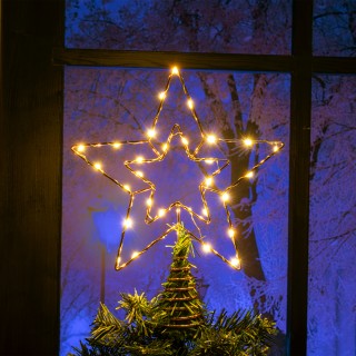 BAKAJI Αστεροειδές Κορυφαίο Διακοσμητικό Μπαταρίας με 30 LED Θερμό ...