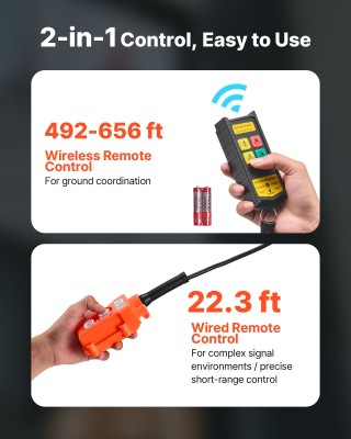 VEVOR Ηλεκτρικό Βίντσις 2-σε-1, 1500W, 300kg Αντοχή, 30μ Ύψος Ανύψω...