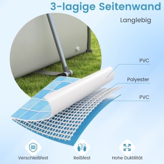 Costway Μεγάλη Ορθογώνια Πισίνα 300x207x66cm με Φίλτρο και Μεταλλικ...