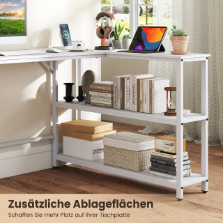 Costway Γραφείο Σχήματος L με Σταθμό Φόρτισης & Ράφια, Μοντέρνο Gam...