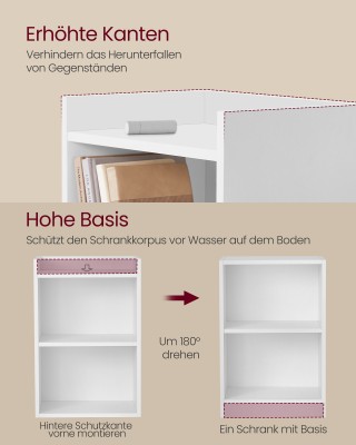 VASAGLE Κομοδίνο Custos με Ανοιχτά Ράφια και Ρυθμιζόμενο Ράφι, Λευκ...