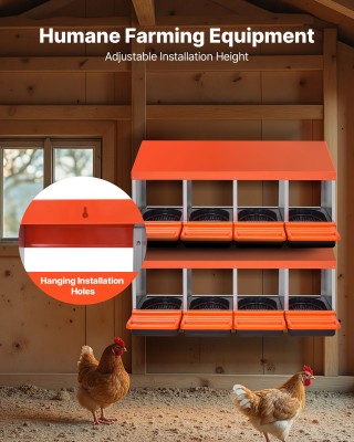 VEVOR Μεταλλική Φωλιά Αυγών 4 Θέσεων με Καπάκια Προστασίας - Πορτοκ...