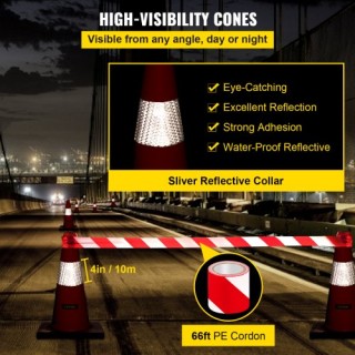 VEVOR Κώνοι Ασφαλείας Κυκλοφορίας 18 Πορτοκαλί με Ανακλαστικές Λωρί...