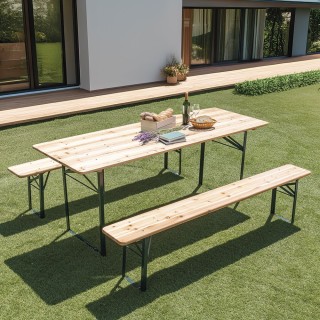 Galileo Πάγκος μπιραρίας με 2 πάγκους από ξύλο και ανθρακούχο ατσάλ...