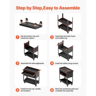 VEVOR Κινητό Εργαλειοφόρο 4 Επιπέδων με Συρτάρι & Πίνακα Οργάνωσης ...