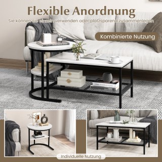 Costway Σετ Τραπεζιών Καθιστικού με Συνδυασμό Τεχνητού Μαρμάρου κα... Costway Σετ Τραπεζιών Καθιστικού με Συνδυασμό Τεχνητού Μαρμάρου κα...