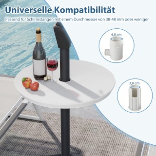Costway Ρυθμιζόμενο τραπέζι ομπρέλας με οπή για στύλο 38-48 mm, λευ...