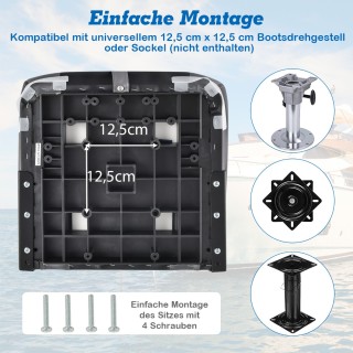 Costway Κάθισμα σκάφους Hochlehner με 10 εκ. παχιά επένδυση αφρού, ...