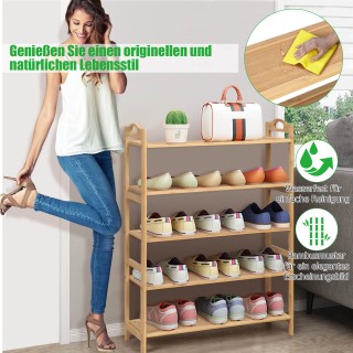 Costway Πενταόροφο Ράφι Παπουτσιών από Μπαμπού - Χωρητικότητα για 1... Costway Πενταόροφο Ράφι Παπουτσιών από Μπαμπού - Χωρητικότητα για 1...
