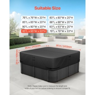 VEVOR Κάλυμμα Υδρομασάζ Εξωτερικού Χώρου 2413x2413x508mm Αδιάβροχο ... VEVOR Κάλυμμα Υδρομασάζ Εξωτερικού Χώρου 2413x2413x508mm Αδιάβροχο ...