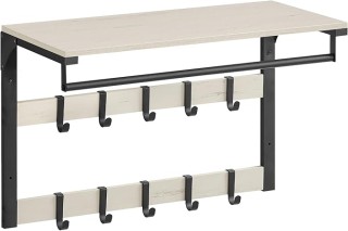 VASAGLE Ράφι Τοίχου 65x30x30cm με Αφαιρούμενους Γάντζους και Κρεμασ...