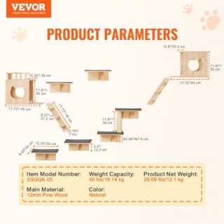Σετ Τοίχου για Γάτες VEVOR με Ράφια, Φωλιές και Αιώρα (9 τεμάχια) ... Σετ Τοίχου για Γάτες VEVOR με Ράφια, Φωλιές και Αιώρα (9 τεμάχια) ...