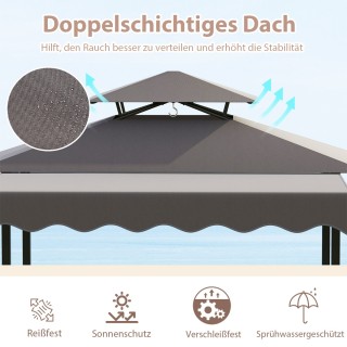 Costway  Αδιάβροχο Μπαρ Μπάρμπεκιου με Μπάρα & 2 Καρέκλες Μπαρ - Δι...