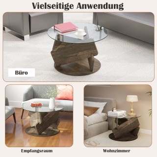 Costway Στρογγυλό Γυάλινο Τραπέζι με Ενισχυμένο Γυαλί & Σκελετό από...