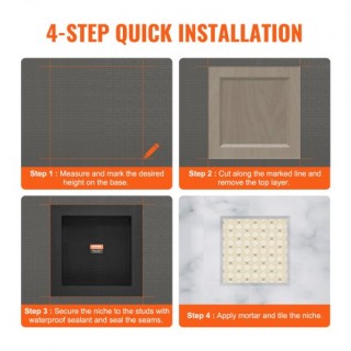 VEVOR Ντουλάπι Ντους 40.64 x 40.64 cm, Μαύρο, Μονή Ράφι Οργάνωσης, ...