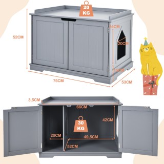 Costway  Πολυλειτουργικό Σπίτι Γάτας από MDF με Ανθεκτική Κατασκευή...