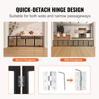 VEVOR  Πτυσσόμενη Καφέ Ελεύθερη Πόρτα Κατοικίδιων 24x80.3 ίντσες KZ...