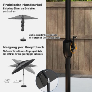Costway Αντιανεμική Γκρι Ομπρέλα Κήπου με Μανιβέλα 3 Επιπέδων NP123... Costway Αντιανεμική Γκρι Ομπρέλα Κήπου με Μανιβέλα 3 Επιπέδων NP123...