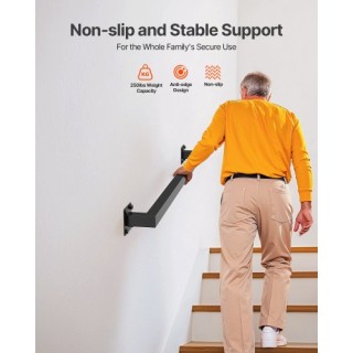 VEVOR Σιδερένια Μαύρη Κουπαστή Σκάλας 915mm Τοίχου BGSTZFGFS3FTNONY...