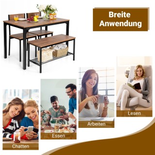 Costway Σύγχρονο Σετ Τραπεζαρίας 4 Τεμαχίων με Τραπέζι, Πάγκο και 2...