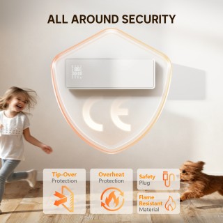 HOMCOM Κεραμική Θερμάστρα Τοίχου 2000W με 3 Λειτουργίες, Ρυθμιζόμεν...