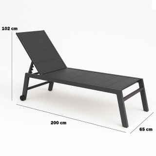 BAKAJI Ανακλινόμενη Ξαπλώστρα Κήπου με Ρόδες , 200 x 102 x 65 cm, U...