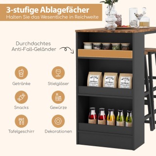 Σετ Μπαρ Βιομηχανικού Στυλ με Τραπέζι και 2 Σκαμπό 91,5 x 49 x 91,5...