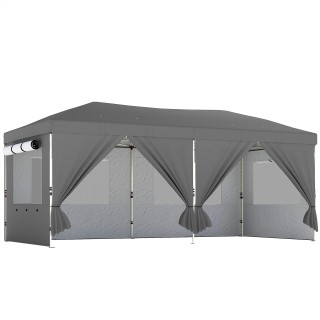 Outsunny Αναδιπλούμενο κιόσκι Pop-Up 3x6 μ. με 6 πλαϊνά τοιχώματα, ...