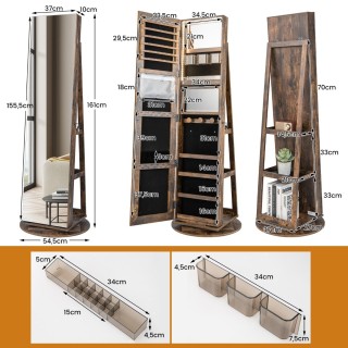 Costway  Πολυλειτουργική Ντουλάπα Κοσμημάτων με Καθρέφτη Σώματος κα...