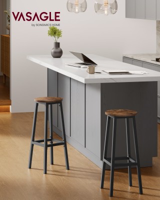 VASAGLE Σετ 2 σκαμπό μπαρ με μεταλλικό σκελετό και υποπόδιο, ύψος 7...