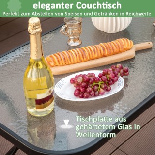 Costway Σετ Βεράντας 4 Τεμαχίων με Ενισχυμένο Μεταλλικό Πλαίσιο και...