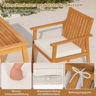 Costway Σετ 2 καρεκλών κήπου και τραπεζαρίας από ακακία με αφαιρούμ...