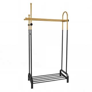 Costway Ελεύθερη κρεμάστρα ρούχων με διπλή ράβδο, 5 γάντζους και κά...