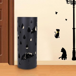 BAKAJI  Σταντ ομπρελοθήκης από σίδερο, στρογγυλό σχέδιο, μαύρο, με ...