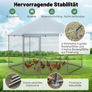 Costway Εξάγωνο Μεταλλικό Κοτέτσι με Ανθεκτική Κάλυψη από Ύφασμα O... Costway Εξάγωνο Μεταλλικό Κοτέτσι με Ανθεκτική Κάλυψη από Ύφασμα O...