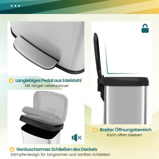 Costway Κάδος Απορριμμάτων Υψηλής Χωρητικότητας 68L με Αθόρυβο Κλεί...