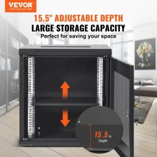 VEVOR 12U Επιτοίχιο Δικτυακό Ντουλάπι, 15.5 Βάθος, 200 lbs Φορτίο, ...