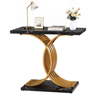 Χρυσή Κονσόλα Μοντέρνο Ξύλινο Ορθογώνιο Τραπέζι με Μεταλλικά Πόδια ... Χρυσή Κονσόλα Μοντέρνο Ξύλινο Ορθογώνιο Τραπέζι με Μεταλλικά Πόδια ...