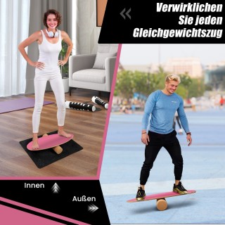 Costway  Ξύλινη Ισορροπιστική Σανίδα με Κορκ Ρολό - Τρικ Μπόρντ για...