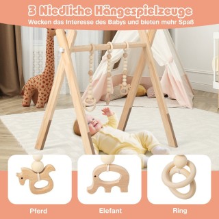 Ξύλινο Παιδικό Γυμναστήριο ( 3+ Μηνών ) 60 x 44 x 60 cm με 3 Παιχίδ...