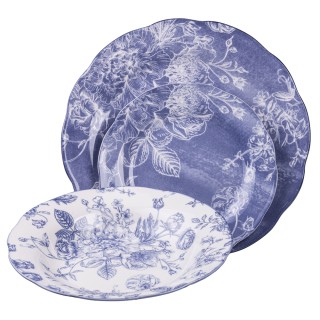 Villa DEste  Σετ πιάτων 18 τεμαχίων πορσελάνης για 6 άτομα με λουλο...