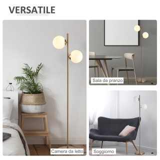 HOMCOM Λαμπτήρας Δαπέδου με 2 Φώτα και Σφαιρικά Καπέλα, Διακόπτης Π... HOMCOM Λαμπτήρας Δαπέδου με 2 Φώτα και Σφαιρικά Καπέλα, Διακόπτης Π...