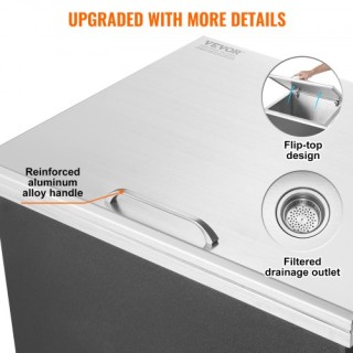 VEVOR Ανοξείδωτο Εντοιχιζόμενο Ψυγείο 28x16x17 με Κάλυμμα QRSCBCFG2...