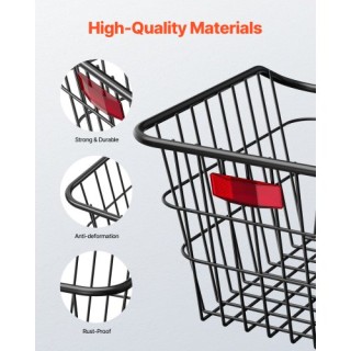 VEVOR Μεταλλικό Καλάθι Ποδηλάτου με Ανακλαστικό Φως Πίσω CKHXJSSZWN...